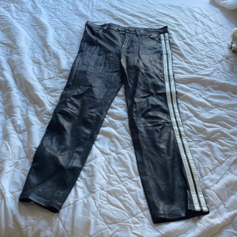 Rag and bone stretch genuine leather cropped racer pants